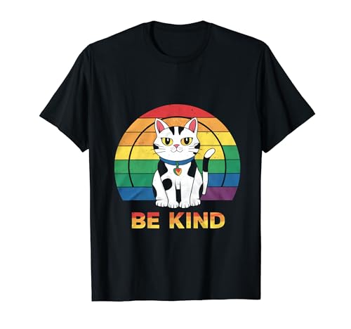 Lgbt Ally Cat Be Kind Gay Rainbow Funny Lgbtq Flag Gay Pride T-Shirt