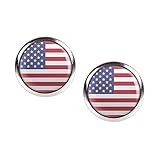 Material: Metall, Edelstahl-Dorn, Glas rund mit Cabochon-Schliff. Durchmesser 12mm