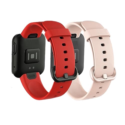 Image of YODI Soft Silicone With Metal Buckal Classic Strap Bands for Redmi Watch 2 Lite /Redmi GPS Smart Watch Only, Comfort and Flexible Straps for Men Women and Kids (RED /PINK)