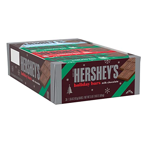 HERSHEY'S Milk Chocolate Holiday Candy, Bulk, Christmas, 1.55 oz Bars (36 Count)