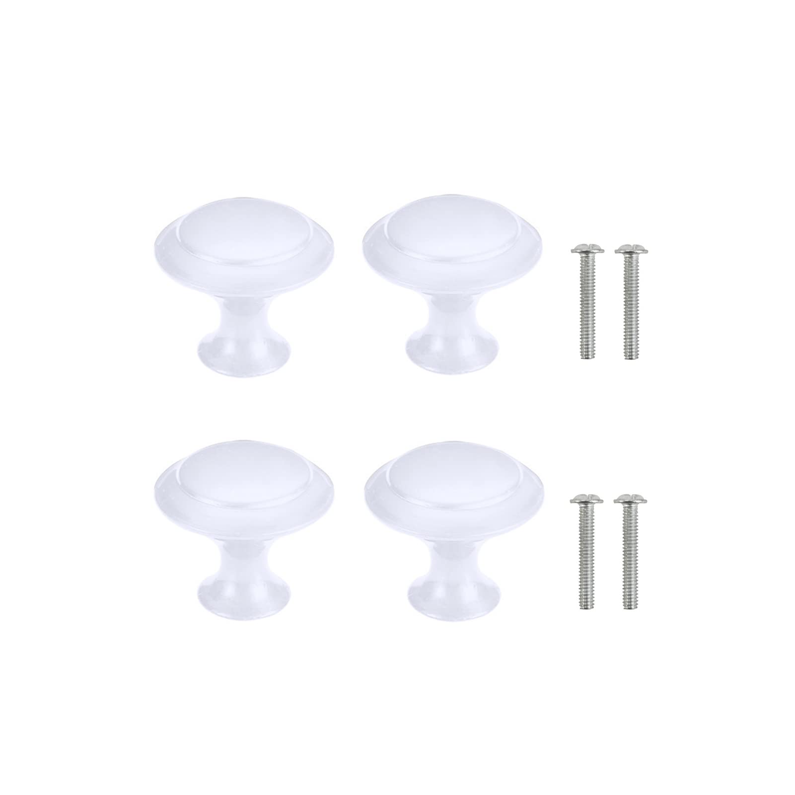 Yesmin White 4 Piece Cabinet Door Knobs,Cupboard Drawer Door Knob For Kitchen Furniture Cabinet Knob With Screws-(Large)
