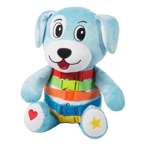 Buckle Toys - Barkley Dog - Plush Animal Learning Toy - Develop Fine Motor Skills - Counting and Color Recognition Stuffed Animal - Perfect Travel Toddlers Essentials Cover