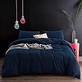ECOCOTT 100% Washed Cotton 3 Piece Bedding Set 1 Duvet Cover with Zipper and 2 Pillowcases, Ultra So