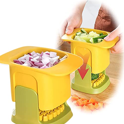 Multifunktions-handhacker Für Gemüse, 2-in-1-gemüsehacker, Würfel- Und Schlitzschneider, Zwiebelhacker, Würfelschneider Für Kartoffeln, Zwiebeln, Karotten, Gurken (Color : A) Cover