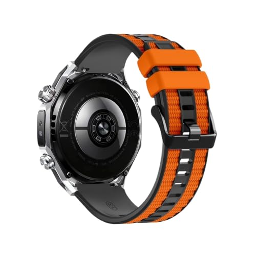 [LOKLNEYK] �ɓK������Huawei Watch Ultimate 2 / GT 6 /5 Pro/ GT6 /GT5 46mm�u���X���b�g�ɓK������22mm�V���R���X�g���b�v(Black Orange)