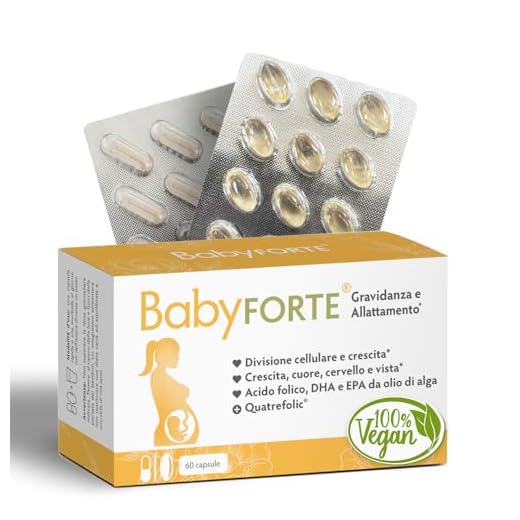 BabyFORTE® Vitamine Gravidanza Integratore | Vegano | 60 Capsule | acido folico + 17 Nutrienti - Omega 3 DHA EPA | Allattamento