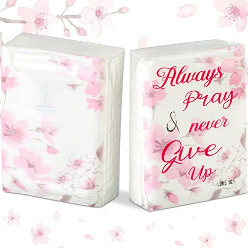 Funeral Pocket Tissues Travel Packs Paper Facial Tissues Bulk Mini Tissues Packs Small Pack Of Tissues With Sayings, Always Pray And Never Give Up For Funeral Favors (100 Pack) #TOP2