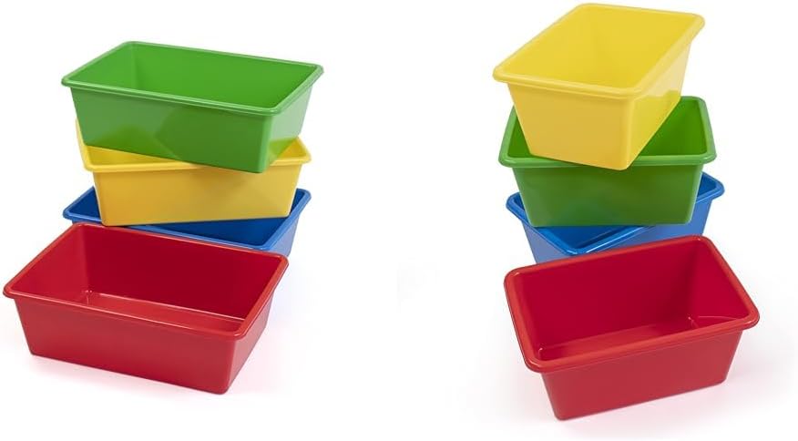 Humble Crew Large & Small Primary Color Plastic Storage Bins, Set of 4