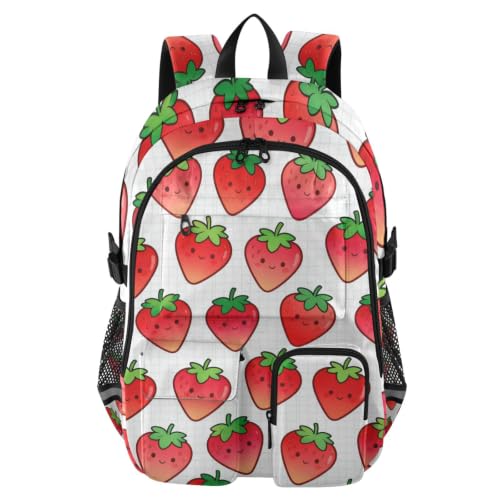 Mochila de viaje para laptop de 17.5" con diseño de fresas para adultos