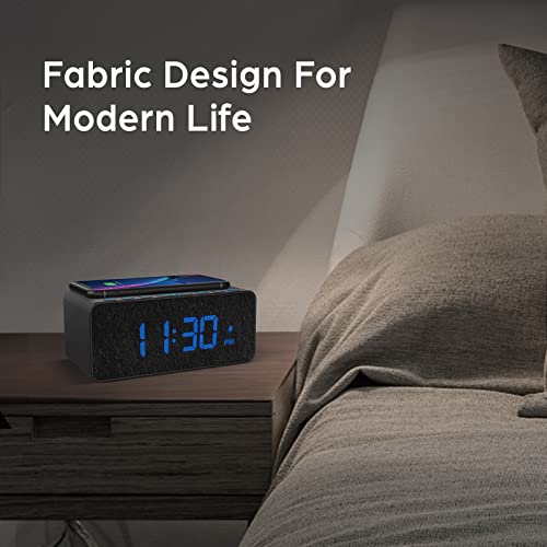 Digital Alarm Clock FM Radio - 10W Fast Wireless Charger Station & USB Port - 5 Wake Up Sounds, Volume Control, Full Brightness Dimmer for Bedroom - BUFFBEE - Thumbnail 7
