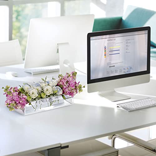 2 Packs Acrylic Vase For Centerpiece, 24 Inches Rectangular Acrylic Flower Vase, Clear Flower Vase Modern, Long Vase For Centerpiece, Wedding, Dining Table, Home Decoration #TOP1