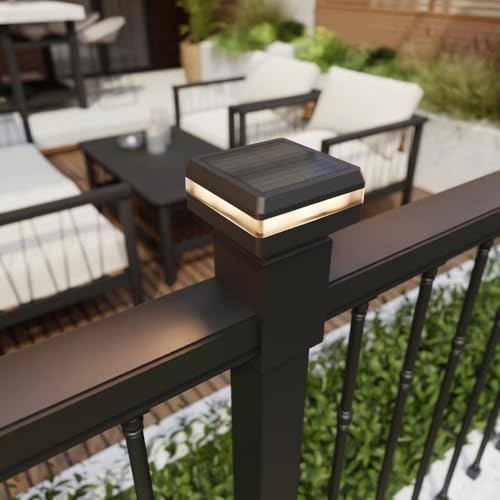 Lunilly 4 Pack Solar Post Cap Lights for 2x2 Inch Aluminum, Wrought Iron, and Garden/Pool Fences, Warm White, Cool White, and Selectable RGB Colors with Built-in Color-Changing Holiday/Party Mode by Lunilly - Used condition - Image 6