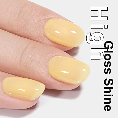 Aillsa Yellow Pastel Gel Nail Polish - Macaron Nude Gel Polish Cheese Yellow Jelly Nail Polish Gel Long Lasting Summer Translucent Pale Soak Off U V Gel Nails For Nail Art French Manicure At Home 0.51 Fl Oz /Gb72 #TOP1