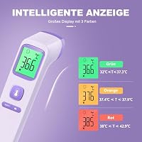 Fieberthermometer Kontaktloses Stirnthermometer, digitales Infrarot-Thermometer für Babys und Erwachsene mit sofortiger Messgenauigkeit und Fieberalarm (lila) – Ansicht 3