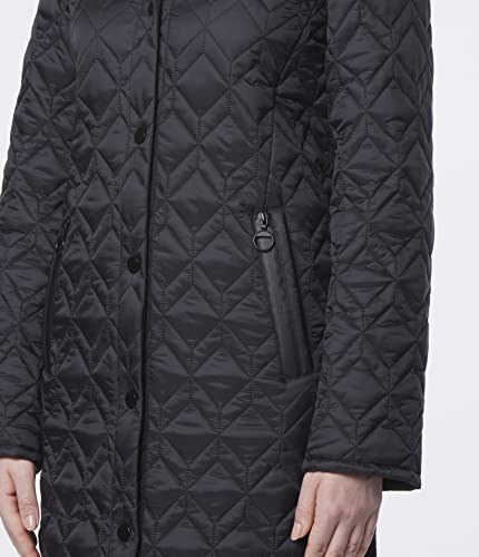 Marc New York By Andrew Marc Women's Mid Length Quilted Hooded Jacket, Black, X-Large #TOP4