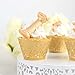 SUYEPER 100pcs Yellow-Gold Cupcake Wrappers Artistic Bake Cake Paper Cups Little Vine Lace Laser Cut Liner Baking Cup Muffin Case Trays for Wedding Party Birthday Decoration (Gold)