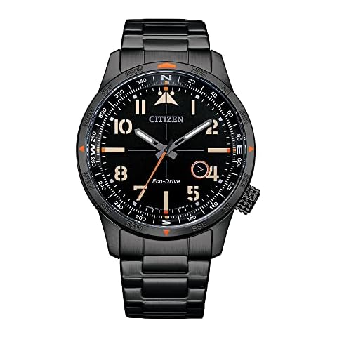 Citizen Men's Eco-Drive Weekender Avion Field Watch in Black IP Stainless Steel, Black Dial (Model: BM7555-59E) Cover