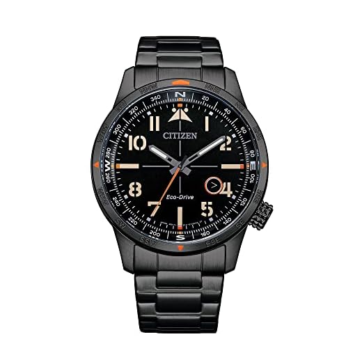 Citizen Men's Eco-Drive Weekender Avion Field Watch in Black IP Stainless Steel, Black Dial (Model: BM7555-59E)