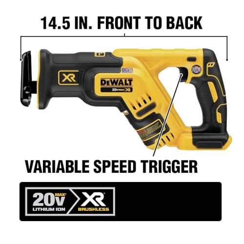 DEWALT 20V MAX XR Reciprocating Saw Cordless, Brushless, Compact,Variable Speed, Pivoting Head, LED Light, Tool Only (DCS367B) by DEWALT - Image 3