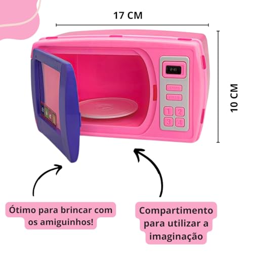 Conjunto Cozinha Infantil Micro-Ondas e Carrinho com Acessórios