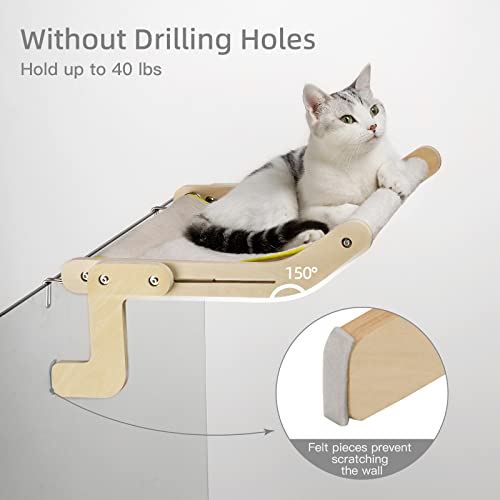 Mewoofun Sturdy Cat Window Perch Cat Hammock For Window Cat Window Seat Bed With Reversible Mat No Suction No Drilling Cat Perches Holds Up To 40Lbs (Beige) #TOP4