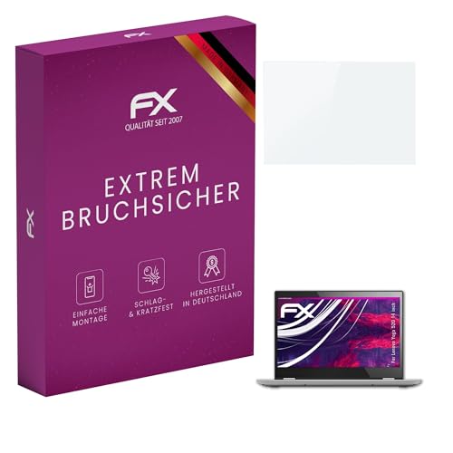 atFoliX Glasfolie kompatibel mit Lenovo Yoga 520 14 inch Displayfolie, 9H Hybrid-Glass FX Schutzpanzer Folie