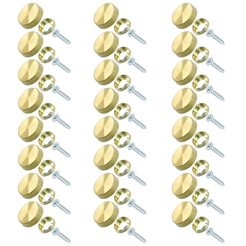 ISDVBUY 24 Pack Decorative Screw Covers, Gold Cap Cover Nails Stainless Steel, 16mm Caps Dia for Home Decor DIY Enthusiasts