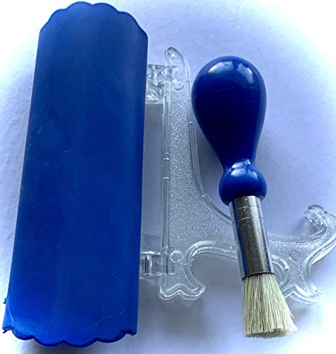 Boncera, All-In-One 4Pcs Premium Ceramic Garlic Grater Set, Blue Glazed Design Grater W/Garlic Peeler, Gathering Brush, Display Stand, It's Also Grating Turmeric, Ginger, And More.g-513 #TOP3