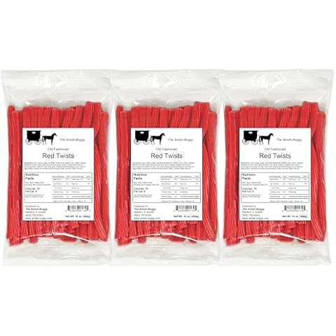 Amish Buggy Arndts Fudgery Amish Licorice Twists - Three 16 Oz Pkgs. - Old Fashioned Red Cover