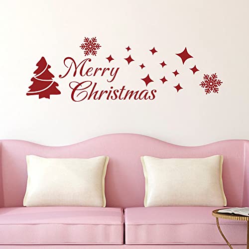 Moharwall Christmas Tree Stickers Decor Winter Snow Large Wall Decals Merry Christmas Window Cling Quotes Star Vinyl Art Decoration #TOP1