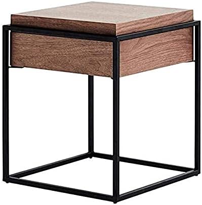 WECDS Coffee Table End Tables Industrial Coffee Table with Storage Shelf Wood Look Accent Furniture with Drawer Metal Frame Rustic Brown Small Coffee Tables