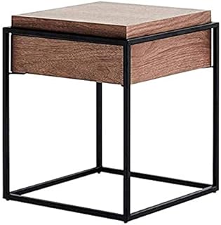 WECDS Coffee Table End Tables Industrial Coffee Table with Storage Shelf Wood Look Accent Furniture with Drawer Metal Frame Rustic Brown Small Coffee Tables