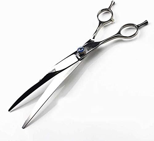 high-end Professional pet Care 8.0 inch pet Scissors 440C Steel Silver Left hand scissors (Double tail curved scissors)