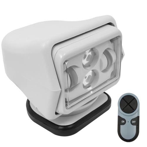 OUKANING Foco LED de 60 W, 600 m, 8000 lm, luz de trabajo LED con mando a distancia, 5 A, IP67, rotación de 360°, 6500 K, para todoterrenos, camiones, barcos, color blanco