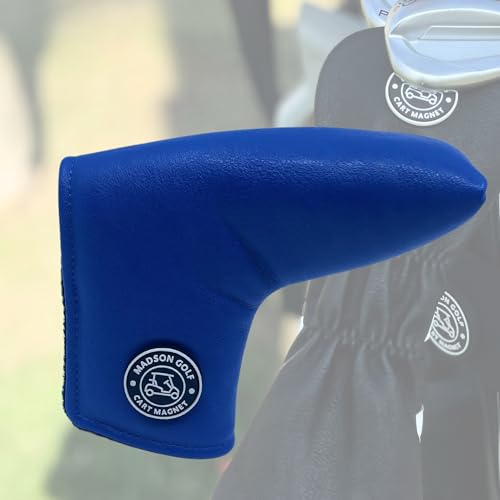 Classic Blade Putter Headcovers with Madson Golf Cart Magnet for Secure Positioning and Quick Access, Protective PU Leather Head Covers, Magnetic Golf Accessories, Golf Cart Accessories (Blue - Blade)