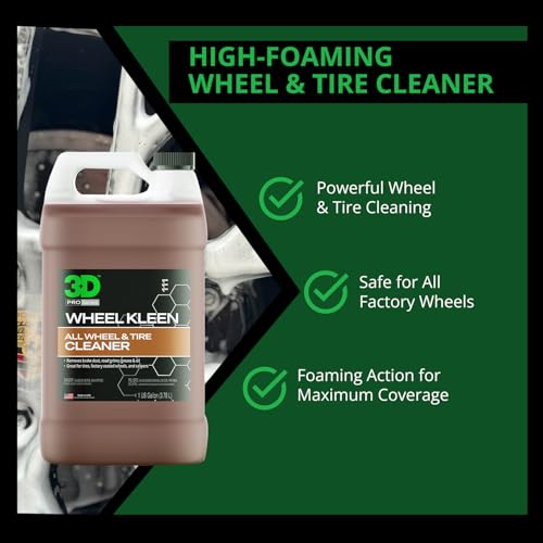 3D Wheel Kleen - High-Foaming Wheel & Tire Cleaner, Removes Brake Dust, Road Grime & Grease, Safe for All Factory Wheels & Calipers, Professional-Grade - 1 Gallon - Thumbnail 3