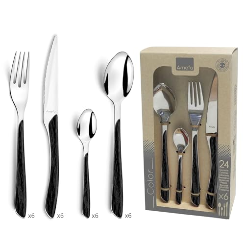 Eclat Nature - Servizio di posate da 24 pezzi Legno/Nero