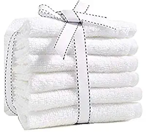 FRESH FROM LOOM Cotton Face Towel 500 GSM, Size - 12x12 inch (Set of 6 pc White)