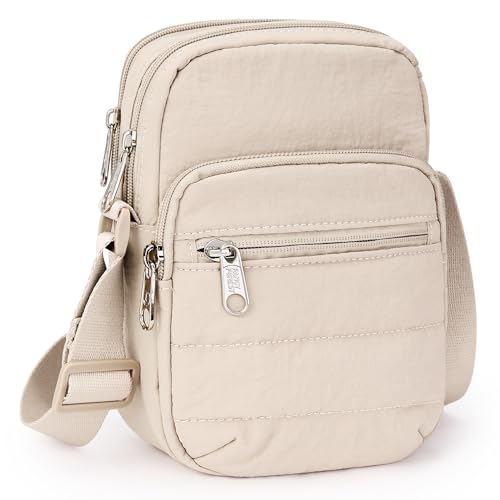 Image of KALIDI Quilted Crossbody Shoulder Bag for Women with RFID Blocking Card Holder,Multiple Zipper Pockets,Adjustable Strap for Work，Travel，Daily
