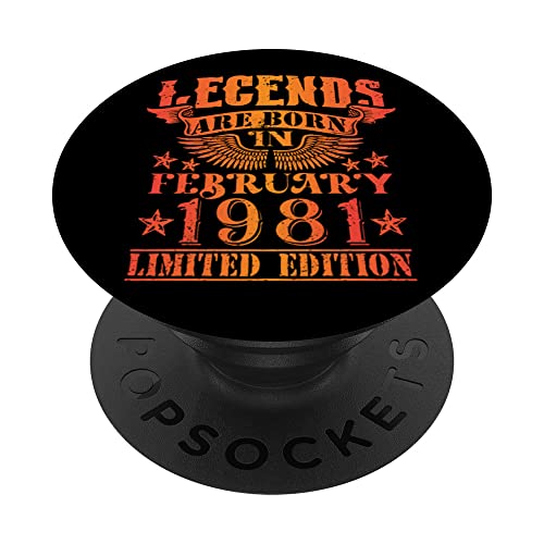 Cumpleaños Febrero 1981 Edición Limitada Regalo February PopSockets PopGrip Intercambiable