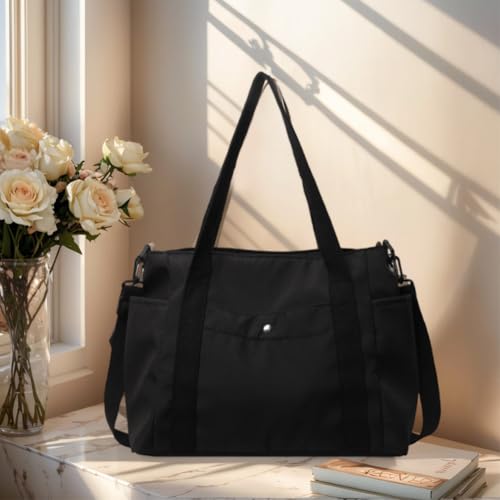 Womens Canvas Crossbody Tote Bag Large Capacity Casual Crossbody Purse with Zipper Travel Hobo Messenger Bag Work Handbags Ev3