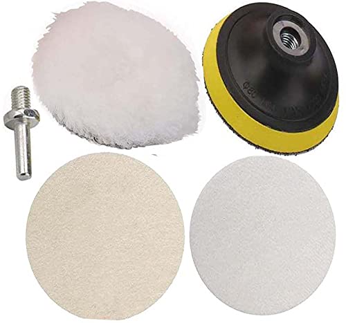 Image of DIY Crafts 1 Kit, 4 Pcs Kit, 3 inch inch Car Cleaning Felt & Wool Pad Foam Polishing Waxing Pad Kits Buffing Polishing Wheel Sponge Wool Buffing Pad(1 Kit, 4 Pcs Kit)