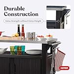 Keter Outdoor Rolling Table Cart for Food Prep, Storage, Bar & Grill, Dark Brown - Portable Kitchen Island Tabletop with Wheels for Drinks, Snacks, and Cooking - Image 2