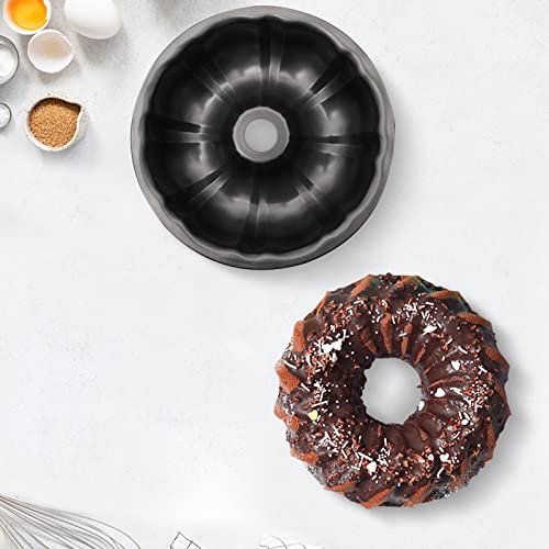 صينية كيك دائرية مجوفة من أرفينكي، صينية خبز كعك مستديرة من الصلب الكربوني غير اللاصق ومانعة للتسرب، صينية خبز مقاس 24 سم/9.45 بوصة للخبز والكعك، باللون الأسود