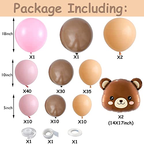 Pink Bear Balloon Garland Arch Kit 141Pcs Baby Shower Decorations For Girl Brown Pink And Bear Foil Animal Balloons For We Can Bearly Waits Bear Theme Birthday Baby Shower Party Supplies #TOP1