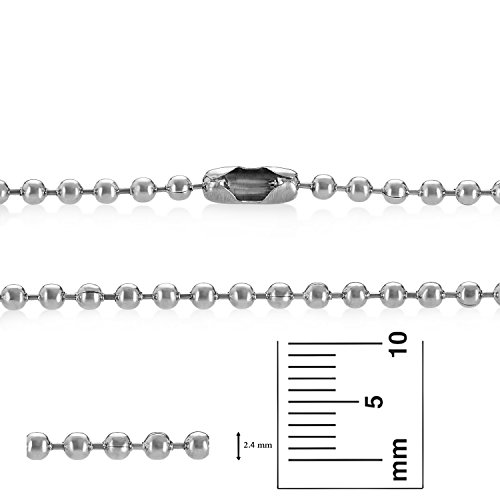The Bling Factory 2.4Mm High-Polished Stainless Steel Military Ball Chain Necklace, 22 Inches #TOP2