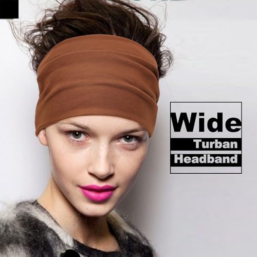 Image of DRESHOW 4 Pack Turban Headbands for Women Wide Vintage Head Wraps Knotted Cute Hair Band Accessories
