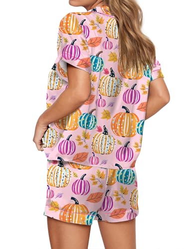 Image of SHESHOW Satin Pajamas for Women Set Preppy Animals Pjs Short Sleeve Shorts 2 Piece Loungewear Sets XS-XXL