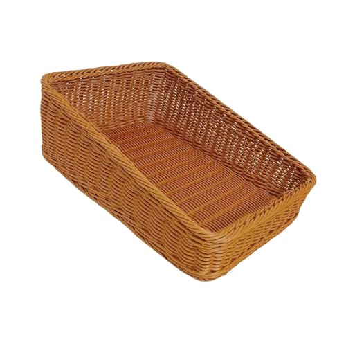 Serving Tray Faux Woven Fruit Basket Organizer Multipurpose Food for Pantry Shopping Garden Parties Multi VerticalTilt 35x25cm