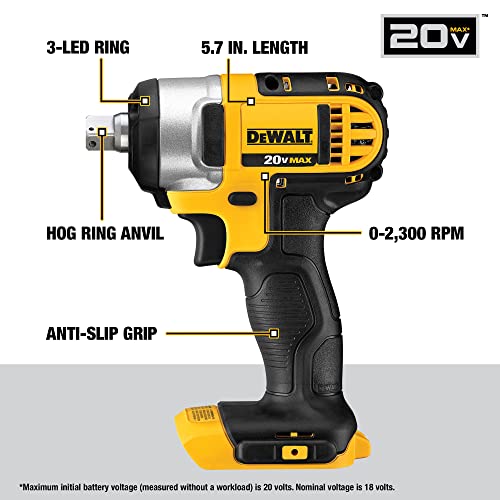 Dewalt 20V Max Cordless Impact Wrench With Detent Pin, 1/2-Inch, Tool Only (Dcf880B) #TOP1